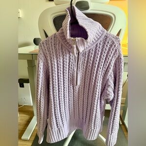 Aerie Lilac Cable Knit Turtleneck Sweater